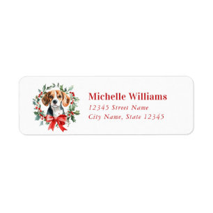 Christmas Beagle Dog Return Address Labels