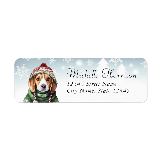 Christmas Beagle Dog Return Address Labels (Front)