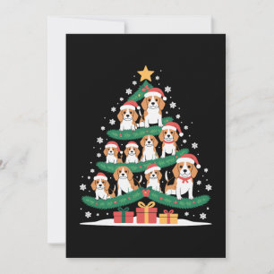 Christmas Beagle Dog Tree Santa Hat Xmas Snowflak Invitation