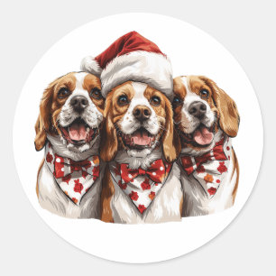 Christmas Beagle Dogs Classic Round Sticker