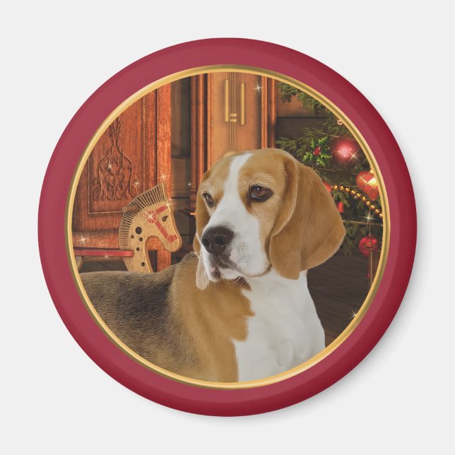 Christmas Beagle Magnet (Front)