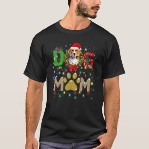 Christmas Beagle Mom Hat Santa Scarf Plaid Dog Mom T-Shirt