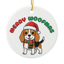 Christmas Beagle Ornament: Merry Woofmas