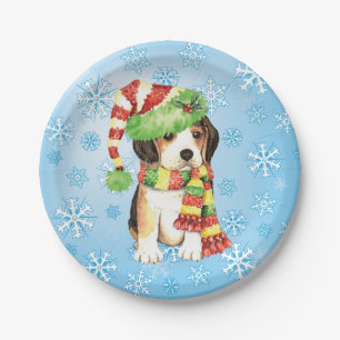 Christmas Beagle Paper Plate