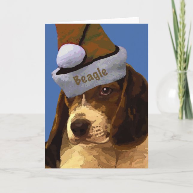 Christmas Beagle Puppy Holiday Card (Front)