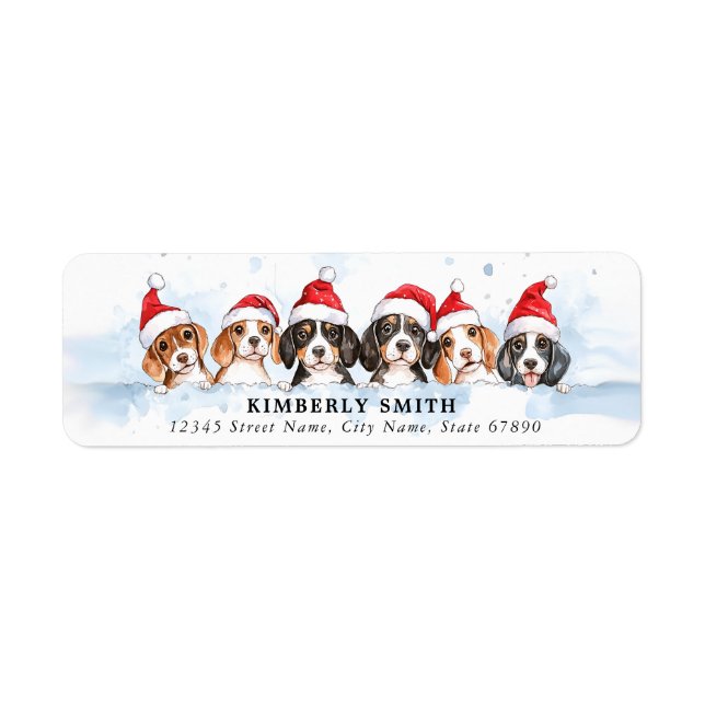 Christmas Beagle Return Address Labels (Front)
