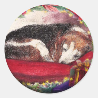 Christmas Beagle Sleepy Puppy Custom STICKER