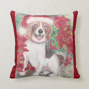 Christmas Beagle Throw Pillow