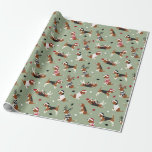 Christmas Beagles Green Wrapping Paper<br><div class="desc">Cute beagles dressed in festive holiday outfits,  Santa hats and argyle sweaters with scattered Christmas ornaments on a green background.</div>