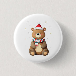 Christmas Bear 1 Inch Round Button
