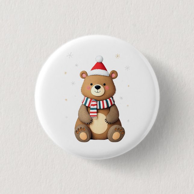 Christmas Bear 1 Inch Round Button (Front)