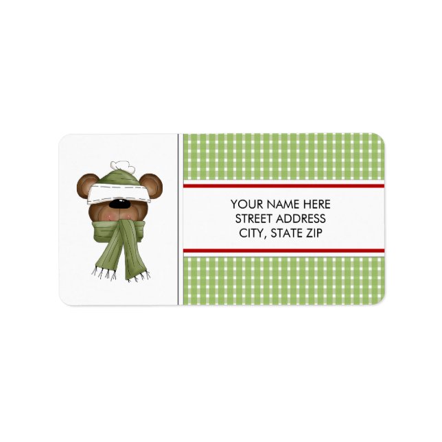 Christmas Bear Address Mailing Labels (Front)