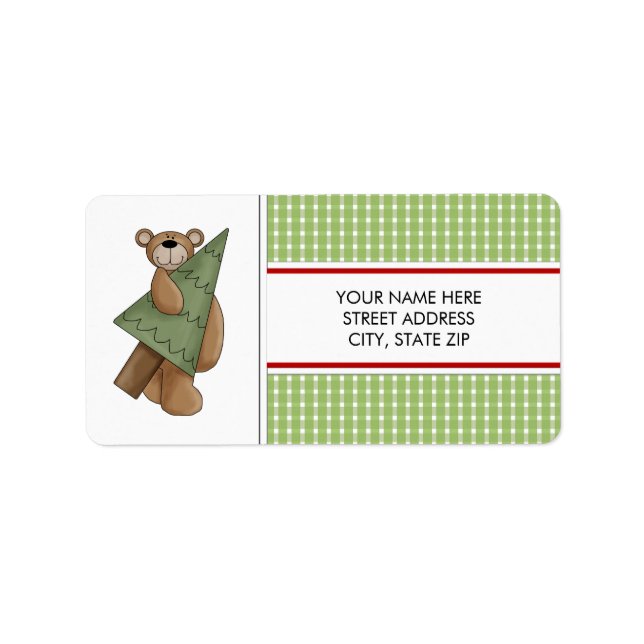 Christmas Bear Address Mailing Labels (Front)