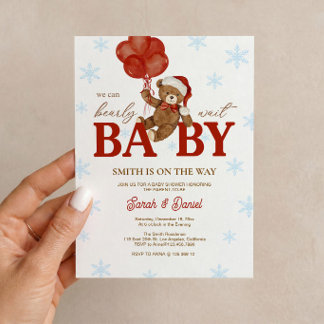 Christmas Bear Baby Shower Invitation
