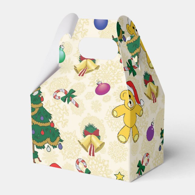Christmas bear,bells and tree favor box (Front Side)