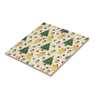 Christmas bear,bells and tree tile