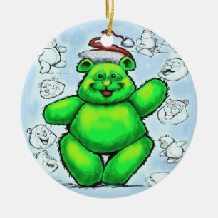 Christmas Bear Ceramic Ornament