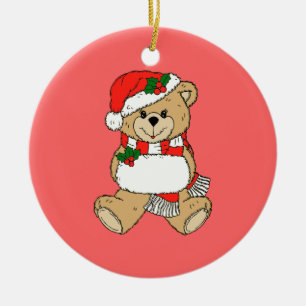 Christmas Bear Ceramic Ornament
