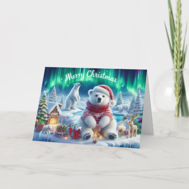 Christmas Bear Christmas greeting cards. Holiday Card (Front)