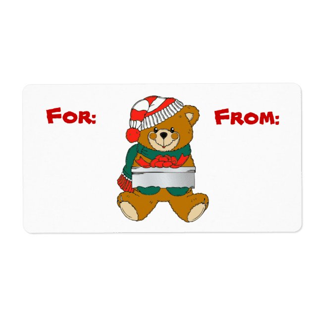 Christmas Bear Gift Tag Label (Front)