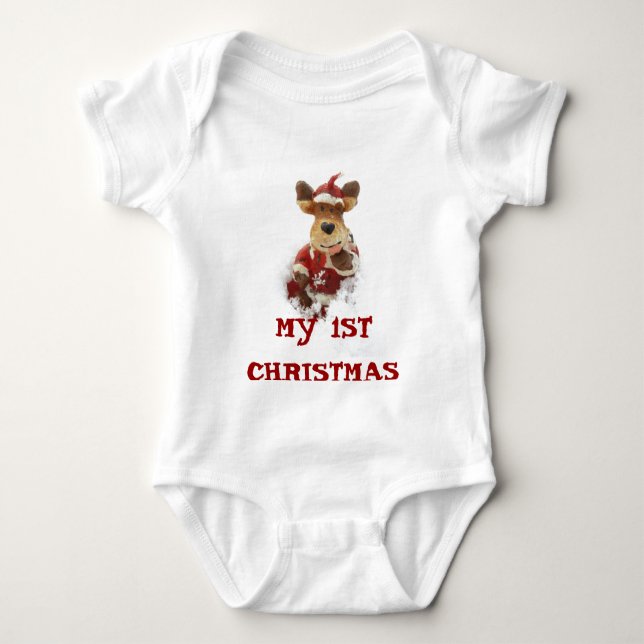 Christmas Bear In The Snow Baby Bodysuit (Front)