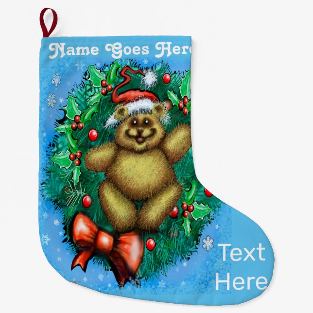 Christmas Bear Large Christmas Stocking (Front)