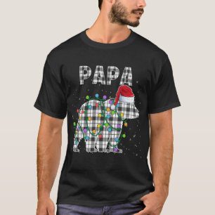 Christmas Bear Papa Black White Plaid Xmas Matchin T-Shirt
