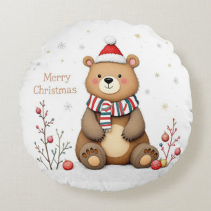 Christmas Bear Round Pillow