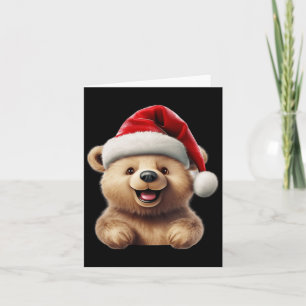 Christmas Bear Santa Hat Christmas Funny Xmas Bear Card
