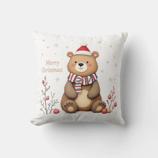 Christmas Bear Throw Pillow (Front)