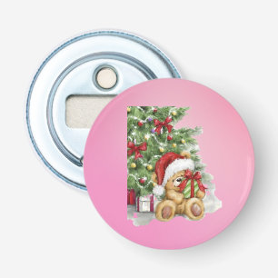 Christmas Bear with Present and Tree Decoration Bottle Opener