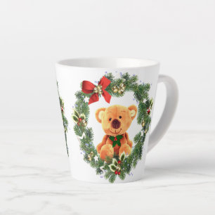 Christmas Bear Wreath Holiday Home Latte Mug