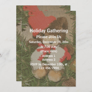 Christmas Bear Wreath Holiday Party  Invitation