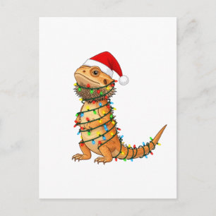 Christmas Bearded Dragon Pogona Vitticeps Santa Holiday Postcard