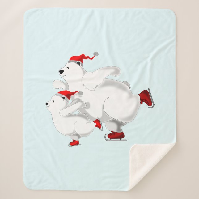 Christmas Bears Sherpa Blanket - Customizable (Front)