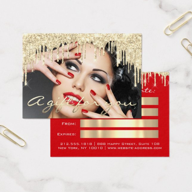 Christmas Beauté Salon Gold Certificat cadeau Roug (Bureau)