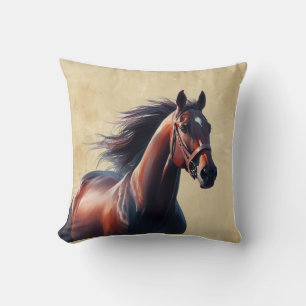 Christmas Beautiful Brown Horse  Throw Pillow