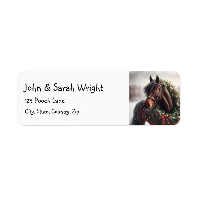 Christmas Beautiful Brown Horse & Wreath (Front)
