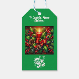  Christmas Beautiful Candle and Polar Bear  Gift Tags