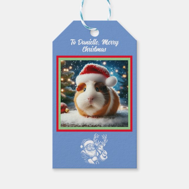  Christmas Beautiful Guinea Pig  Gift Tags (Front)