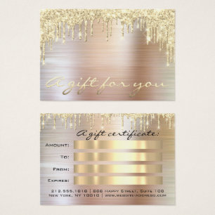 Christmas Beauty Salon Gold Gift Certificate Metal