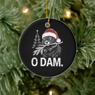 Christmas Beaver O Dam Ceramic Ornament