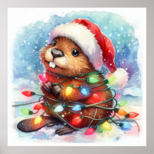 Christmas Beaver Poster