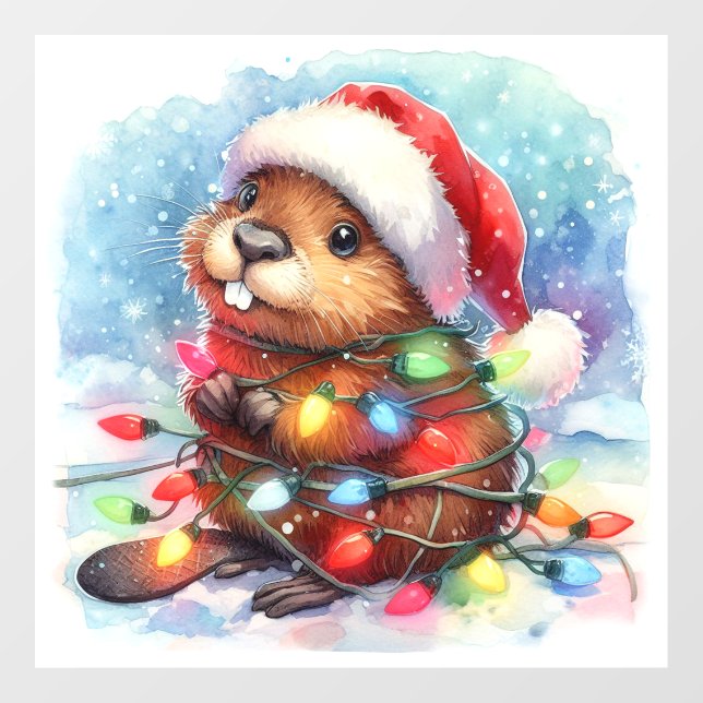 Christmas Beaver Window Cling (Sheet)