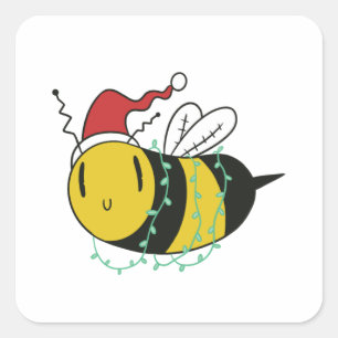Christmas bee square sticker