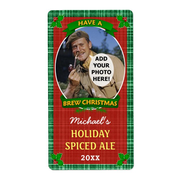 Christmas Beer Customized Photo Green Plaid (Front)