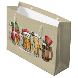 Christmas Beer Drinking Lover Gift Party Spirit  Large Gift Bag