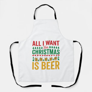 Christmas Beer Funny Holiday Drinking Design Apron