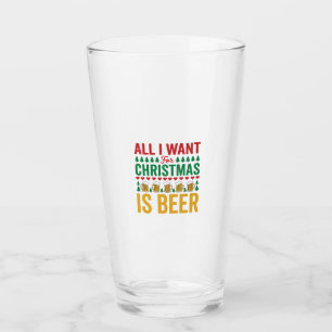 Christmas Beer Funny Holiday Drinking Design Glass