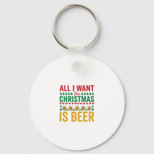 Christmas Beer Funny Holiday Drinking Design Keychain